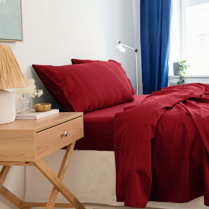 Royal Comfort 1000TC Balmain Hotel Grade Bamboo Cotton Sheets Pillowcases Set - King - Bordeaux Payday Deals