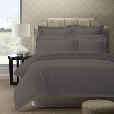 Royal Comfort 1200TC Quilt Cover Set Damask Cotton Blend Luxury Sateen Bedding - Queen - Charcoal Grey Payday Deals