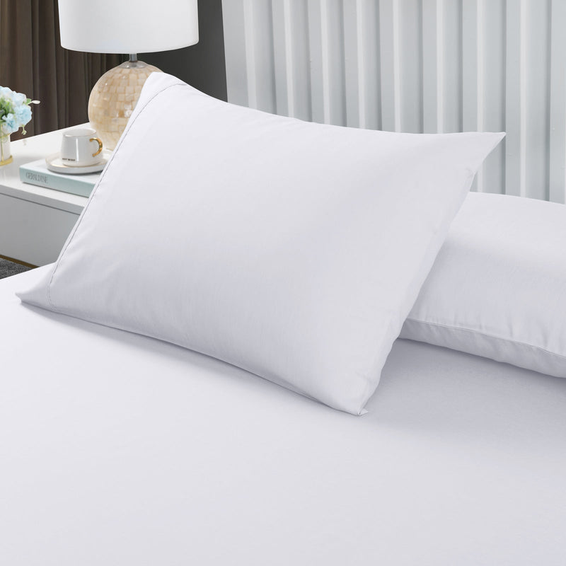 Royal Comfort 2000TC 3 Piece Fitted Sheet and Pillowcase Set Bamboo Cooling - Double - White Payday Deals