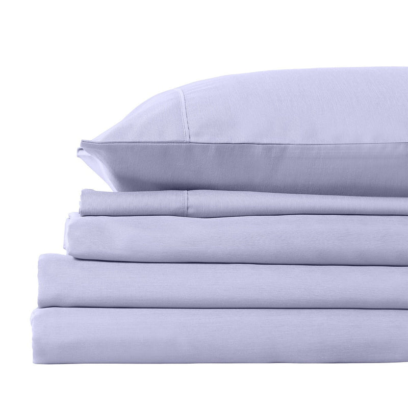 Royal Comfort 2000TC 3 Piece Fitted Sheet and Pillowcase Set Bamboo Cooling - Queen - Lilac Grey Payday Deals