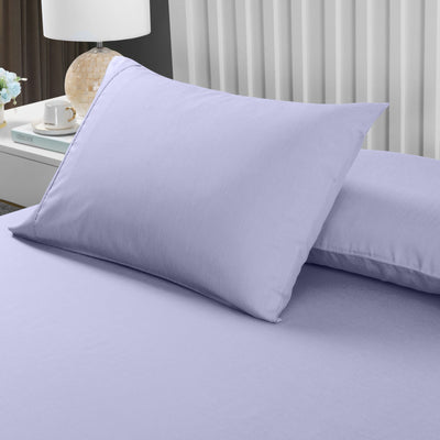 Royal Comfort 2000TC 3 Piece Fitted Sheet and Pillowcase Set Bamboo Cooling - Queen - Lilac Grey Payday Deals