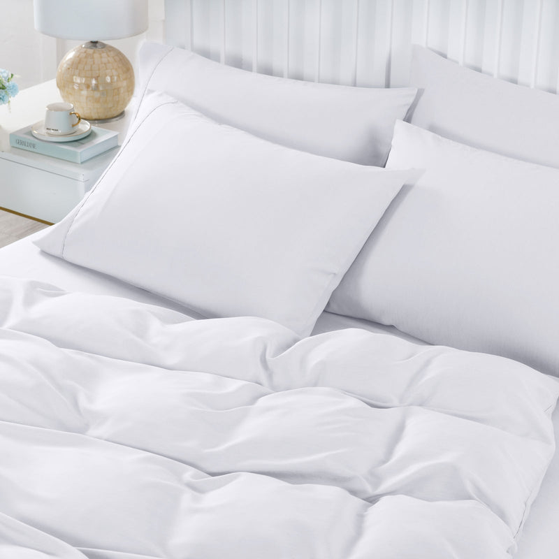 Royal Comfort 2000TC 6 Piece Bamboo Sheet & Quilt Cover Set Cooling Breathable - King - White Payday Deals