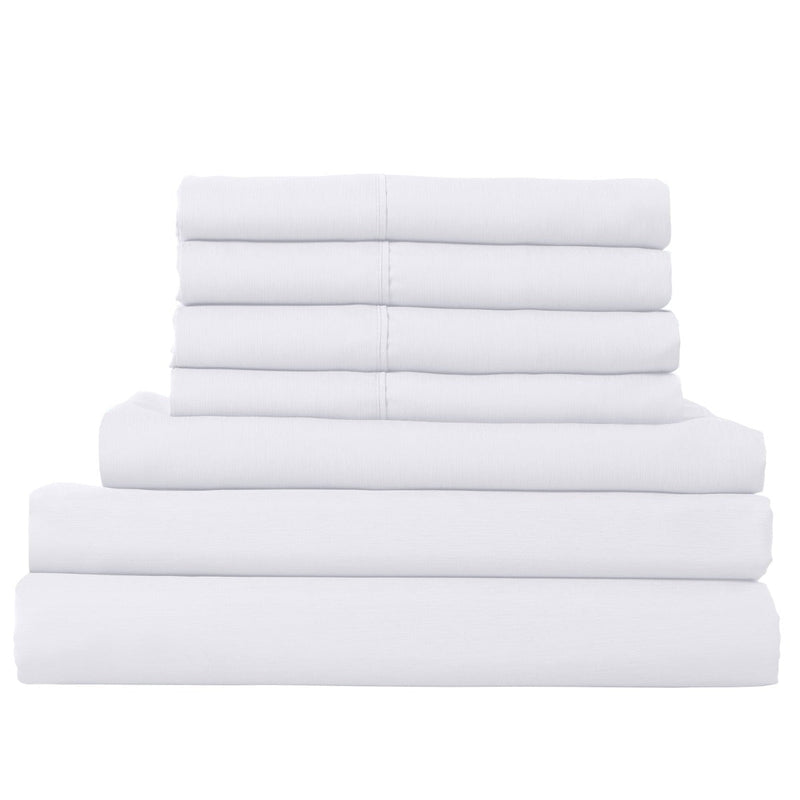 Royal Comfort 2000TC 6 Piece Bamboo Sheet & Quilt Cover Set Cooling Breathable - Queen - White Payday Deals