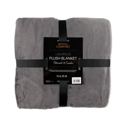 Royal Comfort Plush Dark Grey Blanket Payday Deals