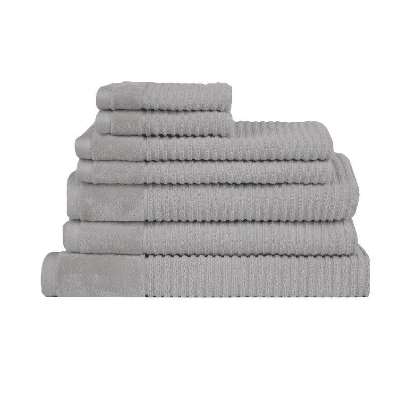 Royal Excellency 7 Piece Cotton Bath Towel Set - Silver Payday Deals