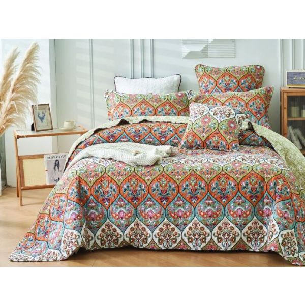 Royal Manor 100% Cotton Quilted 2 pcs Bedspread Coverlet Set King Single Payday Deals