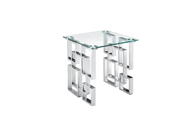 Royale Silver Side Table - White Marble