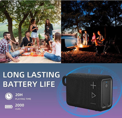 ROYQUEEN Bluetooth Speaker, Waterproof Bluetooth Speaker, Portable Bluetooth Speaker,Shower Speaker,Rich Bass HD Stereo Sound for Home, Beach, Shower, Outdoor Travel 20H Playtime (Black) Payday Deals