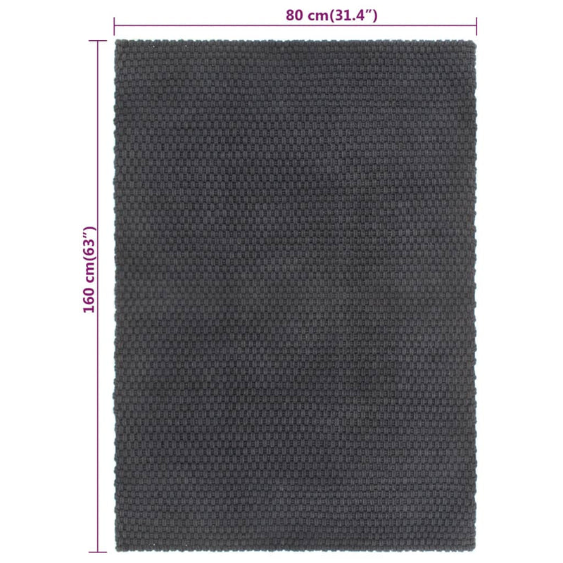 Rug Rectangular Anthracite 80x160 cm Cotton Payday Deals