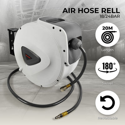 RYNOMATE Air Hose Reel with 20m Retractable Compressor RNM-AHR-100-XB Payday Deals