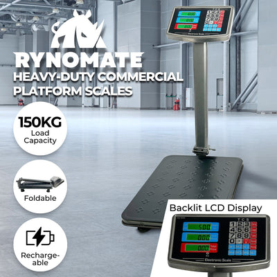 RYNOMATE Heavy-Duty Commercial Platform Scales 150KG (Black) Payday Deals