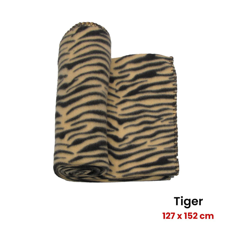 Safari Animal Print Polar Fleece Throw Rug 127 x 152 cm Tiger Payday Deals