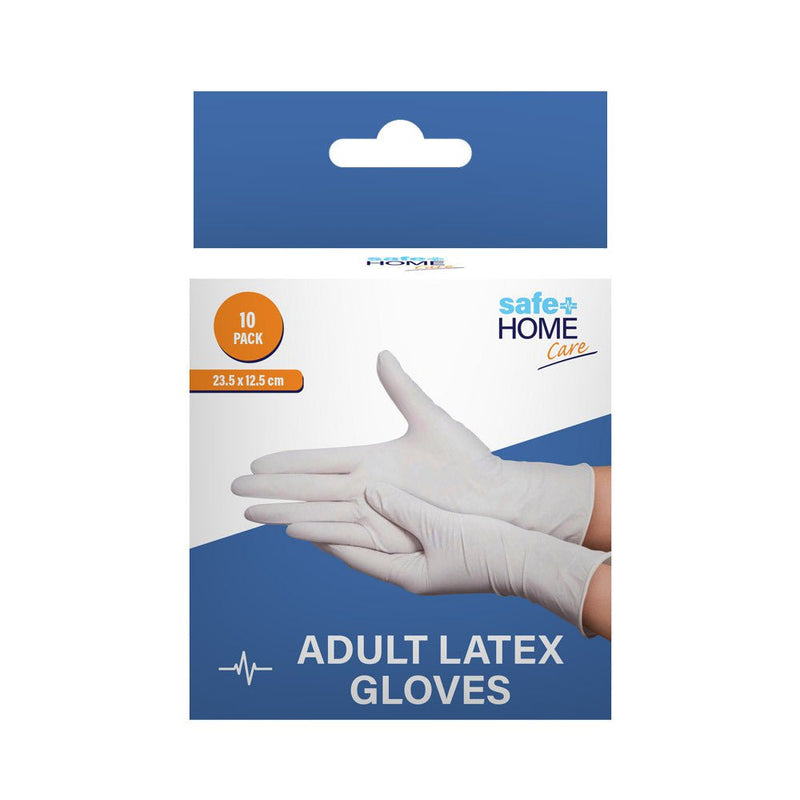 Safe Home Care Latex Gloves 10pc Large 23.5 x 12.5cm Payday Deals