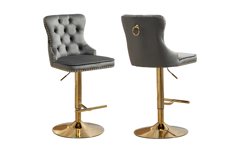 Sahara Dark Grey Barstool with Gold Stand -Set of 2 Payday Deals