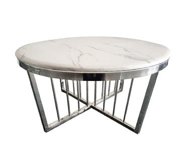 Salina Coffee Table - Marble - 80cm Silver Payday Deals