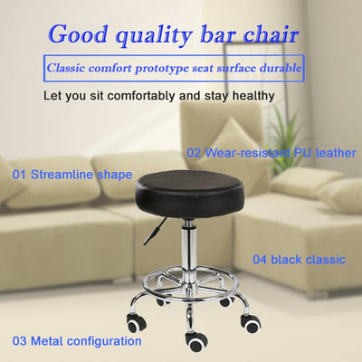 Salon Chair Bar Swivel Stool Office Roller Wheels Portable Height Adjust Leather BS8401(x2) Payday Deals