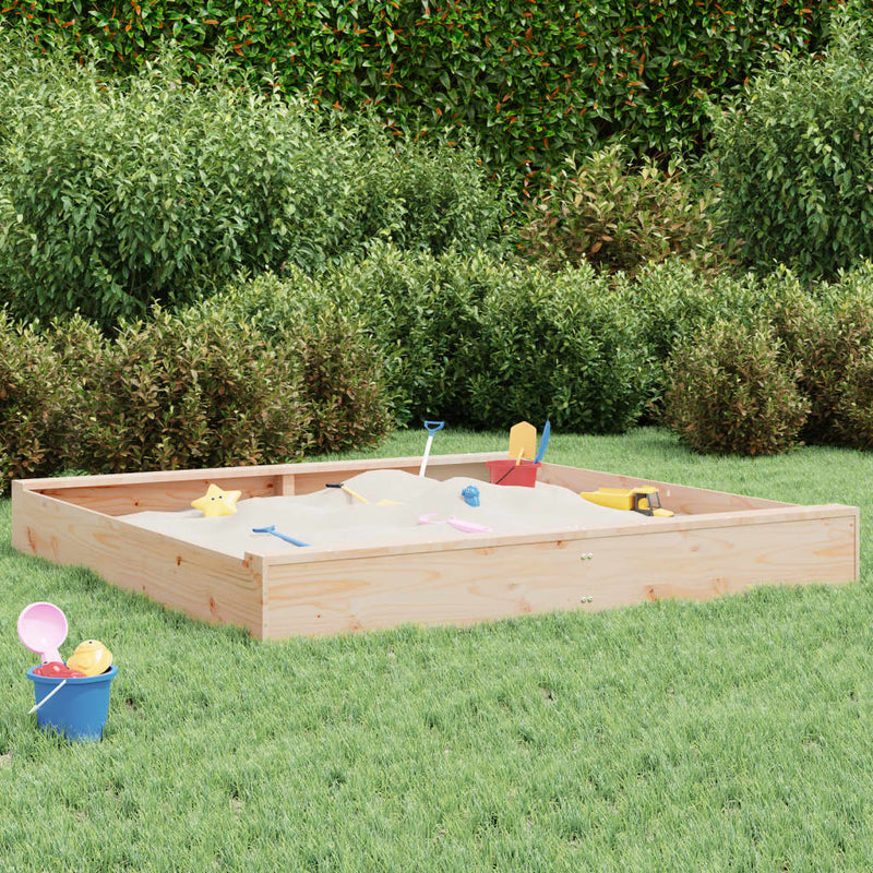 Sandbox with Seats Square Solid Wood Pine Payday Deals