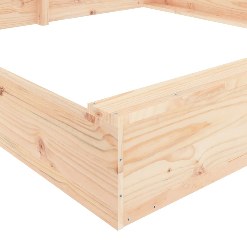 Sandbox with Seats Square Solid Wood Pine Payday Deals