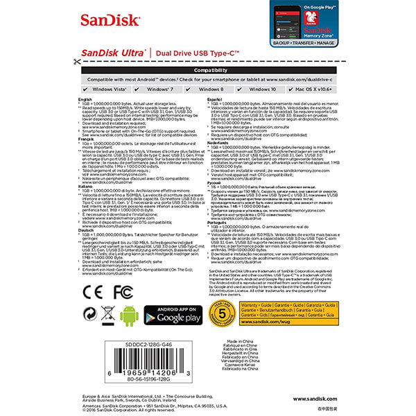 SanDisk 256GB Dual  USB 3.1 Type-C Flash Drive -SDDDC2-256G Payday Deals