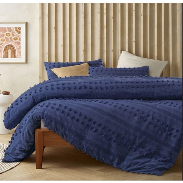 Sans Sovci Cotton Bijou Blue Quilt Cover Set by Accessorize King Payday Deals