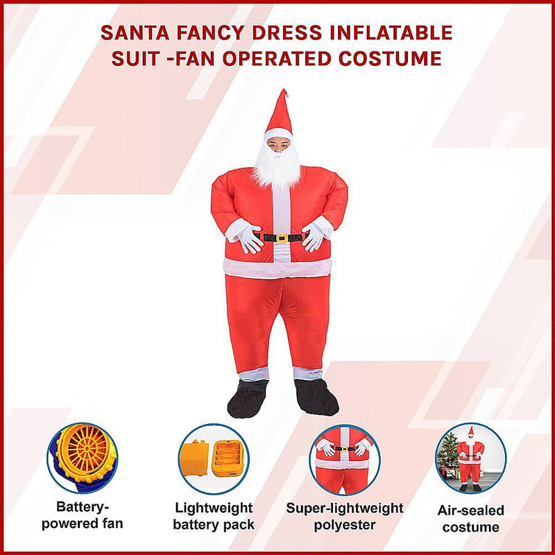 SANTA Fancy Dress Inflatable Suit -Fan Operated Costume Payday Deals