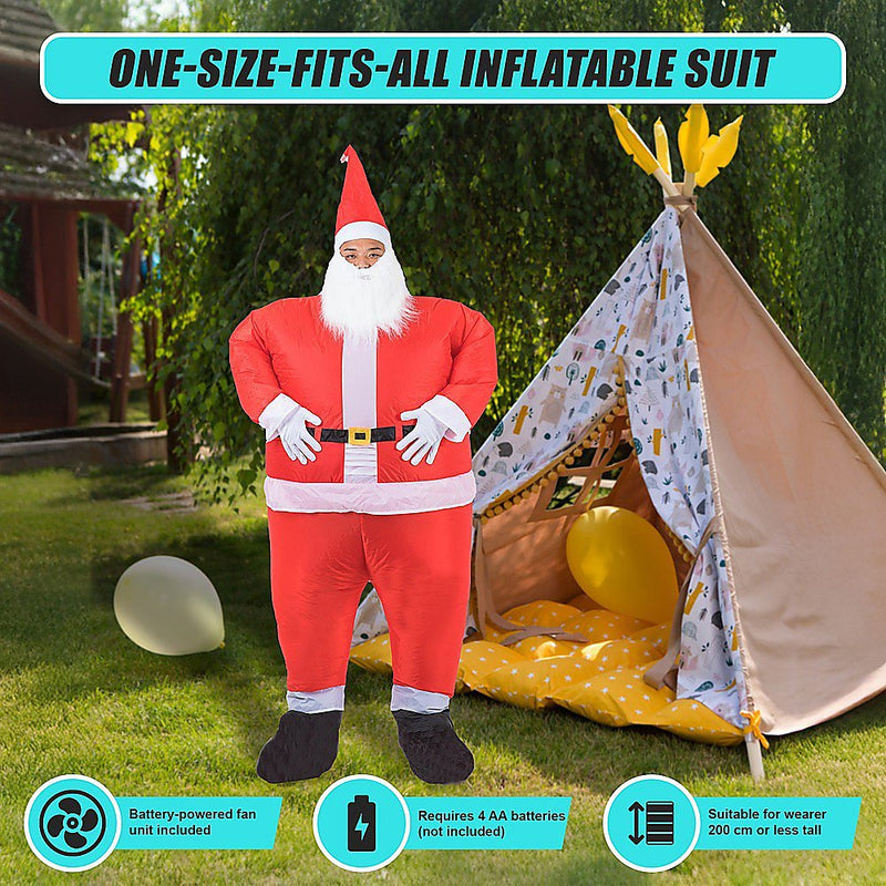 SANTA Fancy Dress Inflatable Suit -Fan Operated Costume Payday Deals