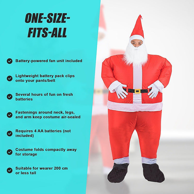 SANTA Fancy Dress Inflatable Suit -Fan Operated Costume Payday Deals