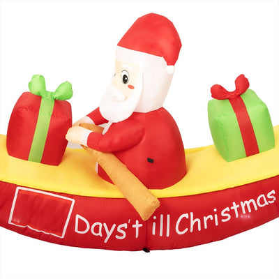 Santaco Christmas Inflatable Santa Clau Boat 2.1M Xmas Outdoor Decor LED Lights Payday Deals