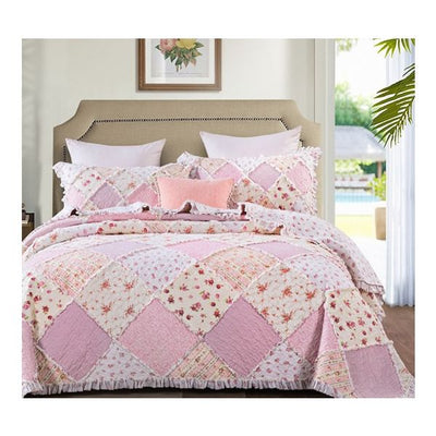 Sarah Rose 100% Cotton Quilted 2 pcs Bedspread Coverlet Set King Single