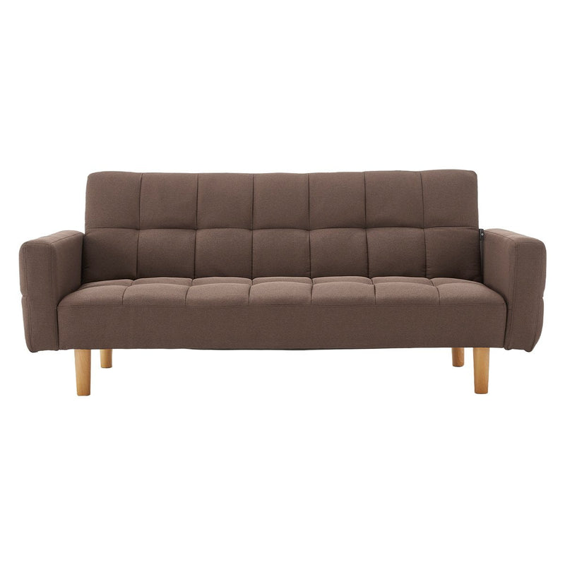 Sarantino 3-Seater Fabric Sofa Bed Futon - Brown Payday Deals