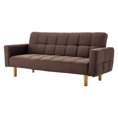 Sarantino 3-Seater Fabric Sofa Bed Futon - Brown Payday Deals