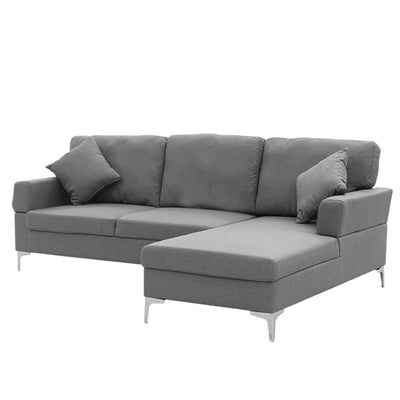 Sarantino 3 Seater Linen Sofa Lounge Left Side Chaise Couch Furniture Dark Grey L-shaped Payday Deals