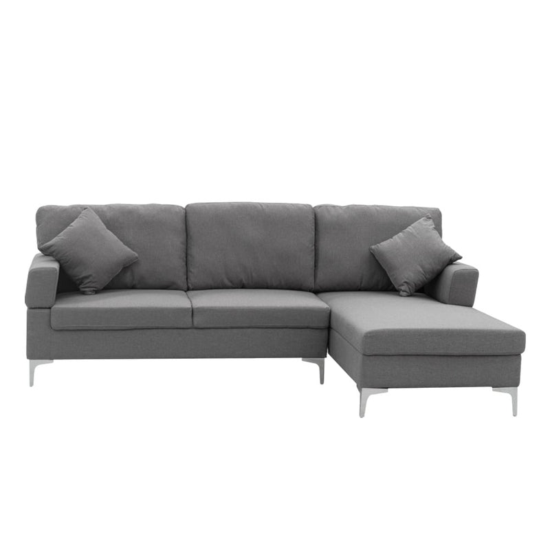 Sarantino 3 Seater Linen Sofa Lounge Left Side Chaise Couch Furniture Dark Grey L-shaped Payday Deals