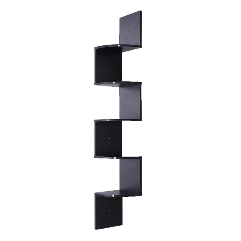 Sarantino 5 Tier Corner Wall Shelf Display Shelves Dvd Book Storage Rack Floating Mounted - Black Payday Deals