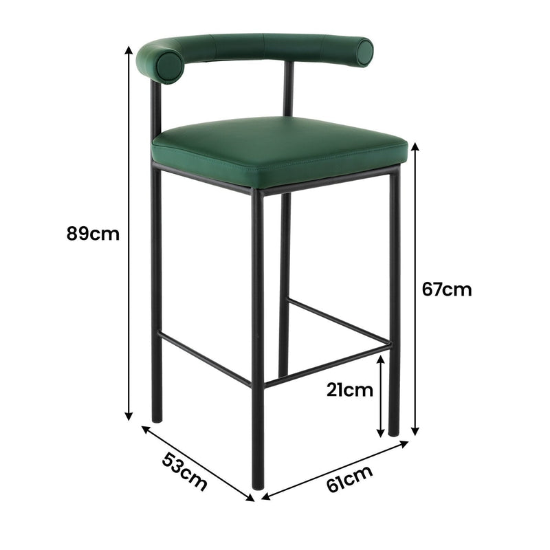 Sarantino Cedric Bar Stool W/ High-density Foam Upholstered In Pu Leather Sturdy Iron Frame Green Payday Deals