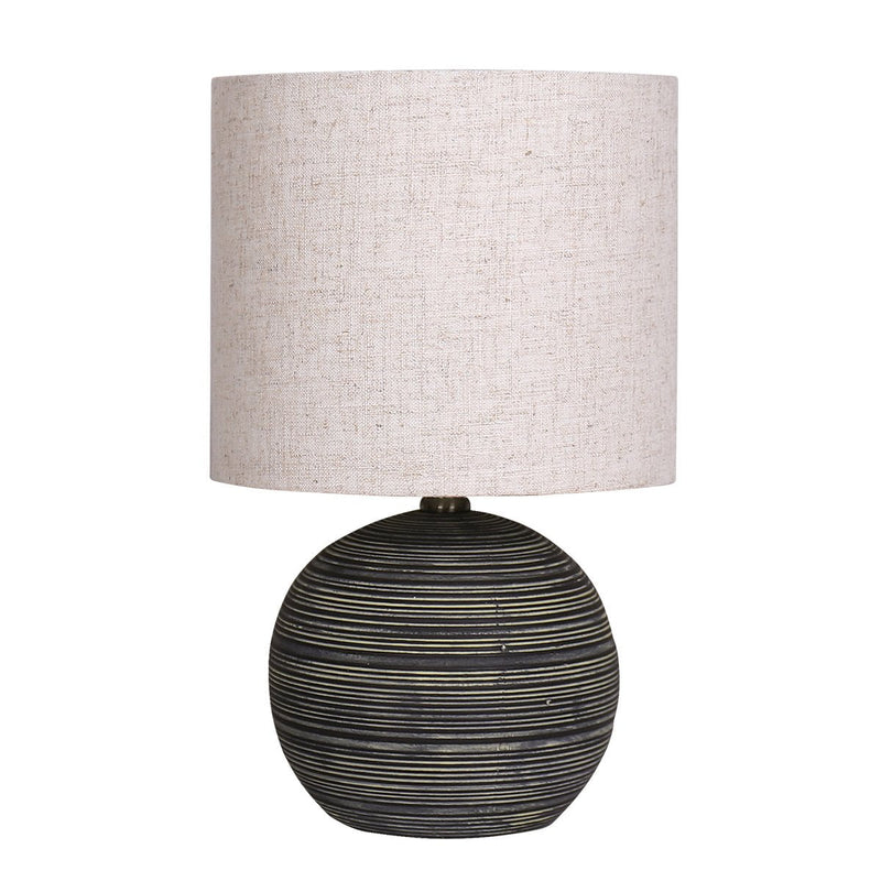 Sarantino Ceramic Table Lamp With Striped Pattern In Antique Black Payday Deals