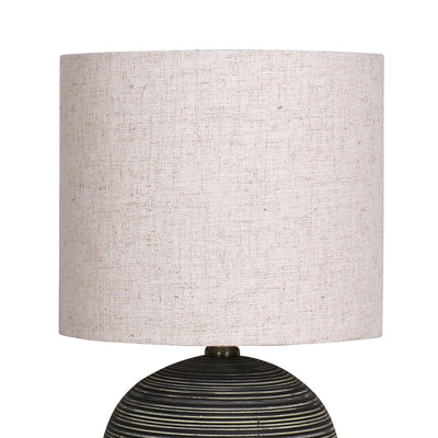 Sarantino Ceramic Table Lamp With Striped Pattern In Antique Black Payday Deals