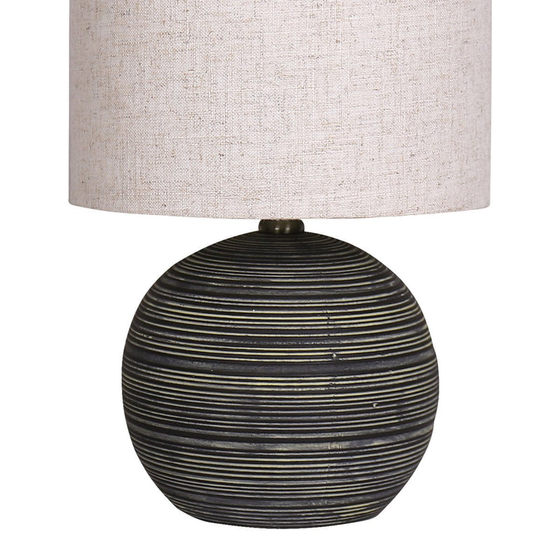 Sarantino Ceramic Table Lamp With Striped Pattern In Antique Black Payday Deals