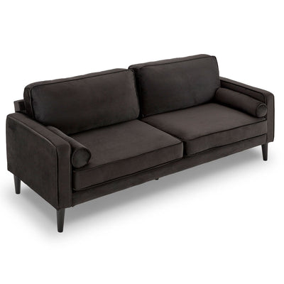Sarantino Faux Velvet Sofa Bed Couch Furniture Lounge Suite - Black Payday Deals