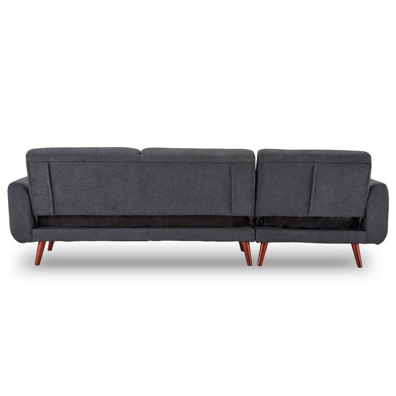 Sarantino Faux Velvet Sofa Bed Couch Lounge Chaise Cushions Dark Grey Payday Deals