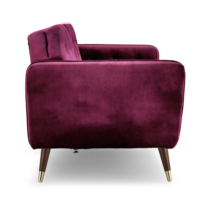 Sarantino Faux Velvet Tufted Sofa Bed Couch Futon - Burgundy Payday Deals