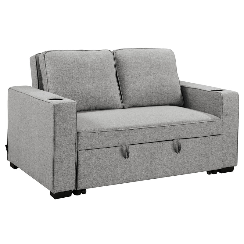 Sarantino Hoffman Linen Sofa Bed Chair With Cushions &cup Holders Light Grey Payday Deals