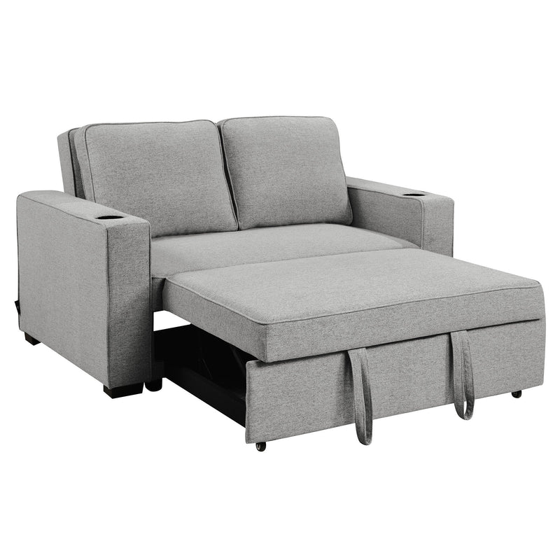 Sarantino Hoffman Linen Sofa Bed Chair With Cushions &cup Holders Light Grey Payday Deals