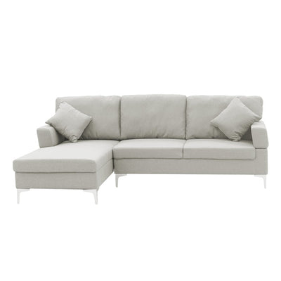 Sarantino Linen Corner Sofa Couch Lounge L-shape W/right Chaise Seat Light Grey