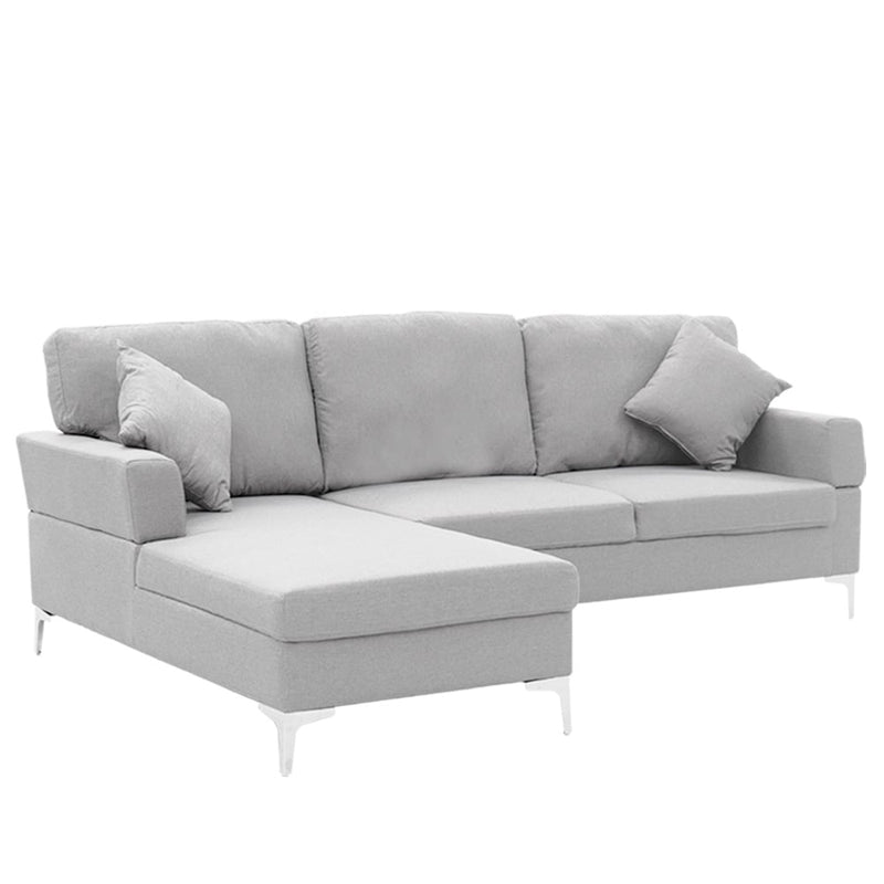 Sarantino Linen Corner Sofa Couch Lounge L-shape W/right Chaise Seat Light Grey Payday Deals