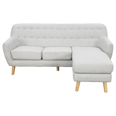 Sarantino Linen Corner Wooden Sofa Lounge L-shaped with Left Chaise Light Grey Payday Deals