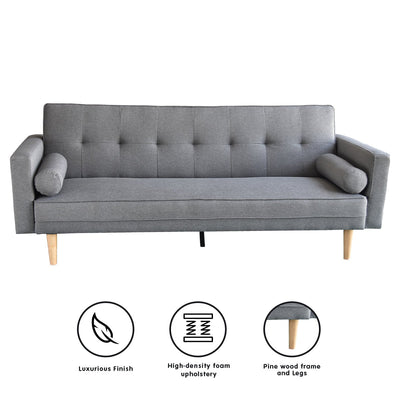 Sarantino Madison Sofa Bed Lounge Couch Futon Furniture Home Light Grey Linen Suite Payday Deals