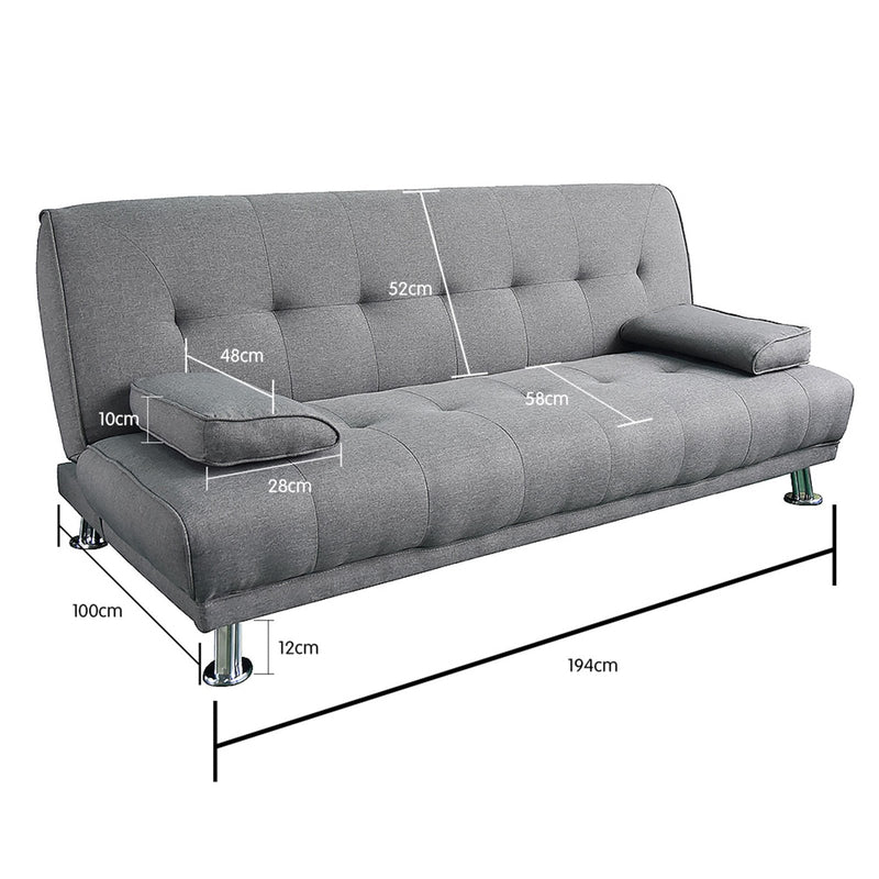 Sarantino Manhattan Sofa Bed Lounge Couch Futon Furniture Home Light Grey Linen Suite Payday Deals