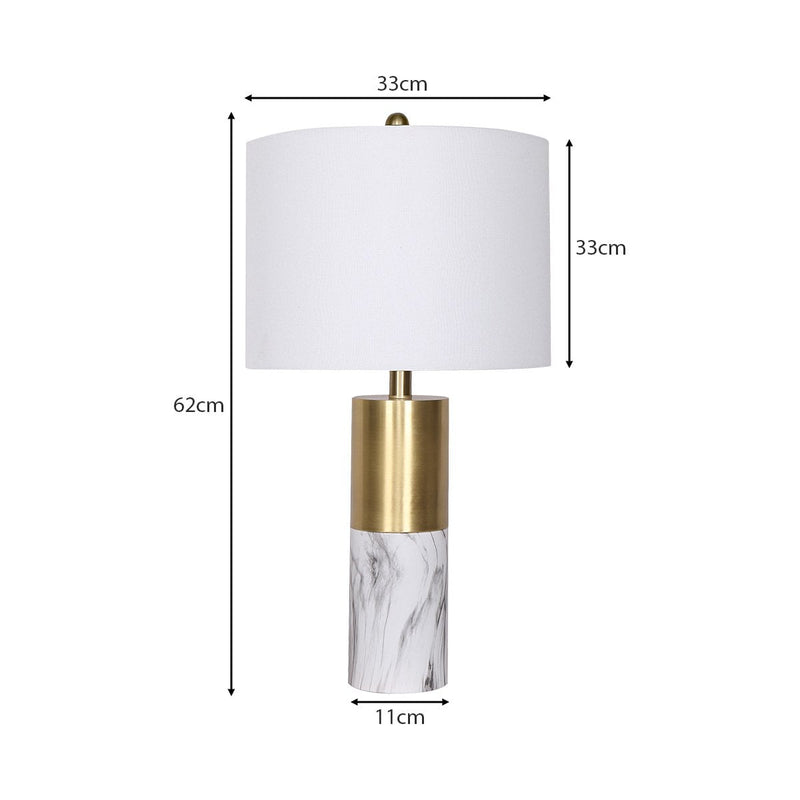 Sarantino Metal And Marble Table Lamp - White Payday Deals