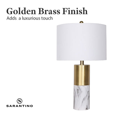 Sarantino Metal And Marble Table Lamp - White Payday Deals